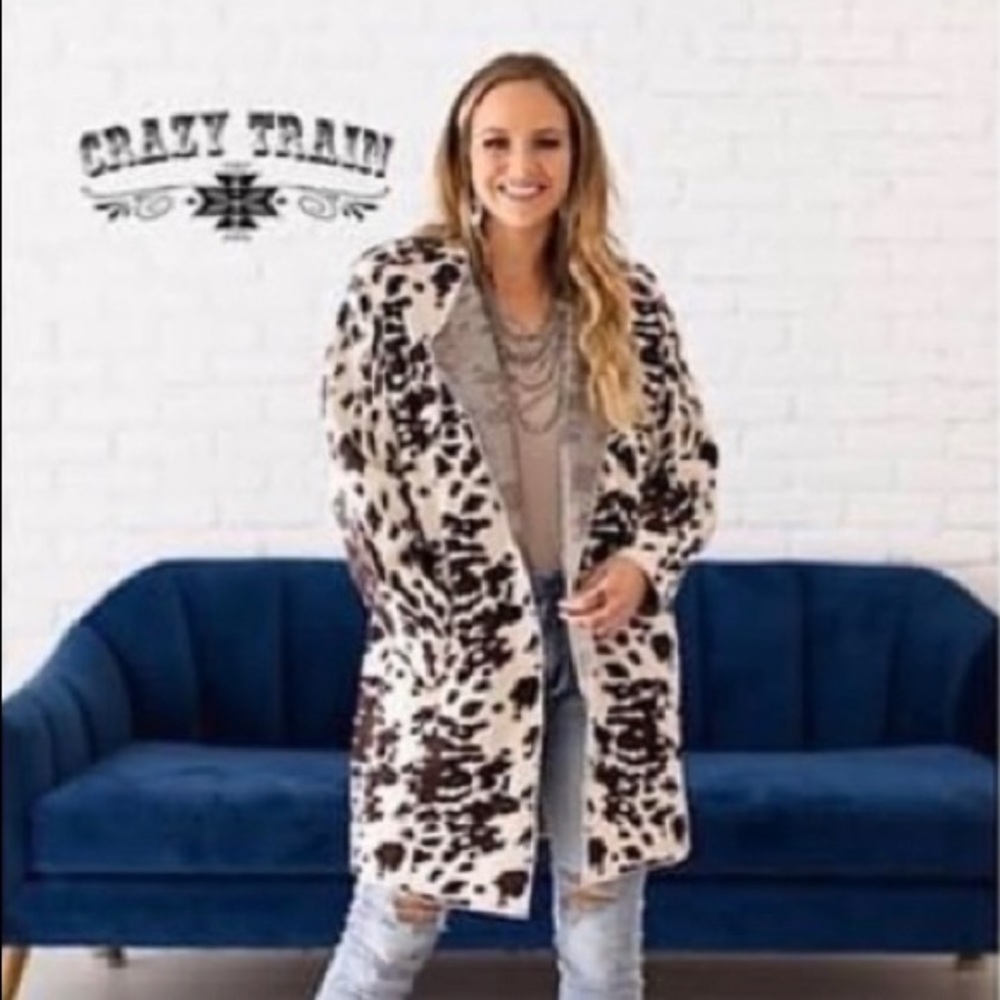 Crazy Train leopard cardigan with button closure